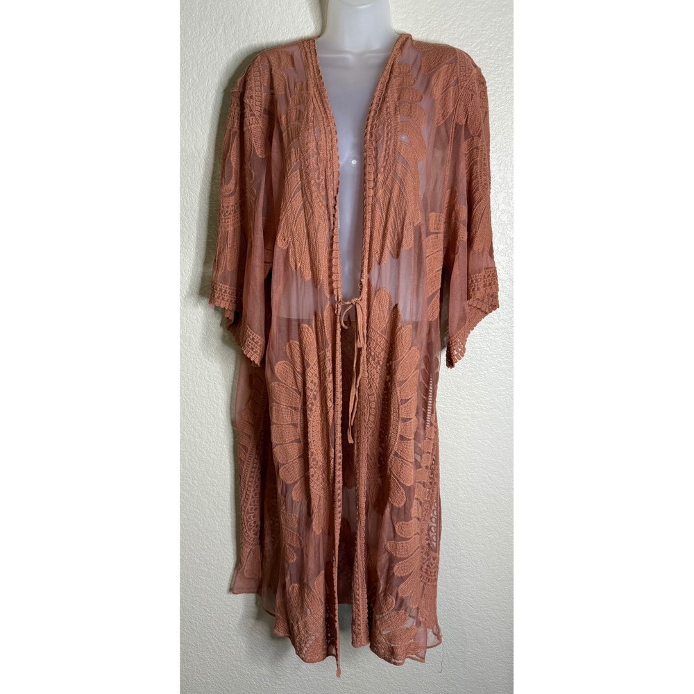 Style Apparel Womens Large Duster Cardigan Mesh Embroidered Lace Boho Western‎